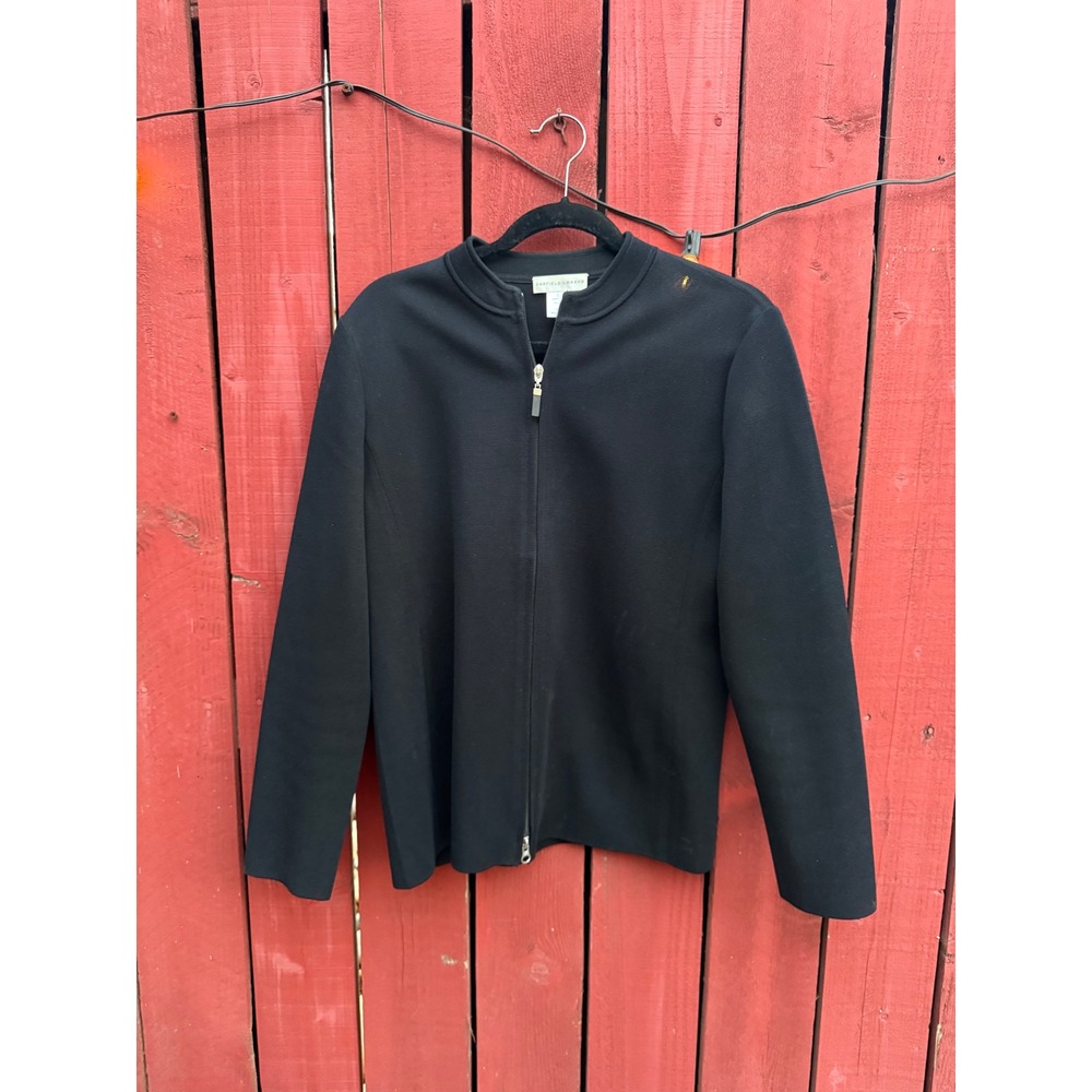Garfield & Marks Women's Black Full Zip Knit Jacket Size L 100% Acrylic